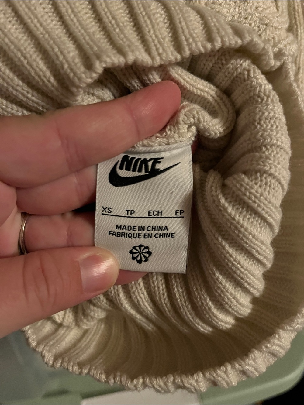 Nike Life Men's Cable Knit Turtleneck in Light Bone Wool Blend Athleisure XS - Picture 8 of 8